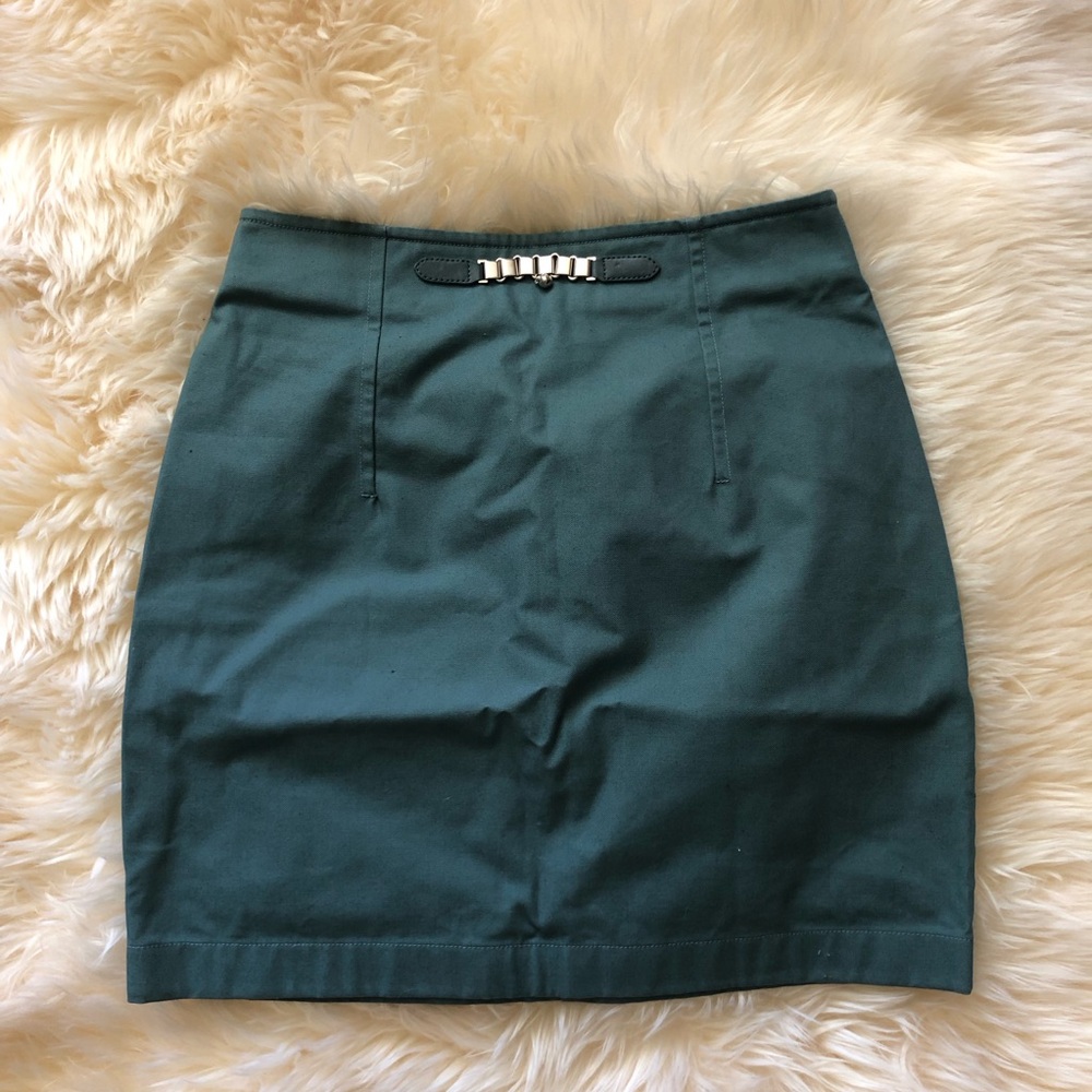 Hermes Green canvas silver bell mini Skirt 36